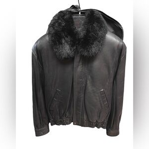 THIS IS A STEAL Adolfo Unisex opossum and leather jacket PRISTINE zipout lining